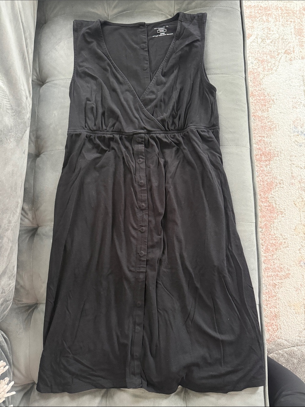 Motherhood Maternity Black Sleeveless Post Partum Nightgown - size small